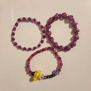 Purple and Pink Bee Mine Valentines Bracelets